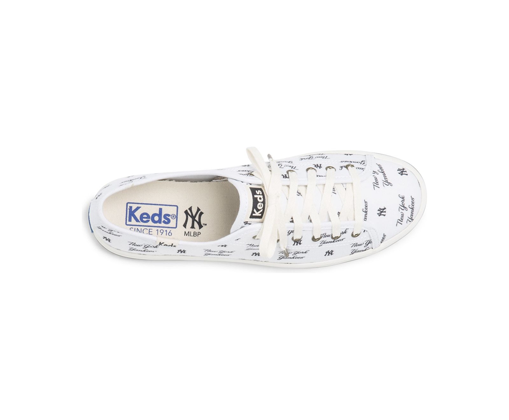 Πανινα Παπουτσια Γυναικεια - Keds Kickstart Mlb® - Λευκα - BWGYT2513